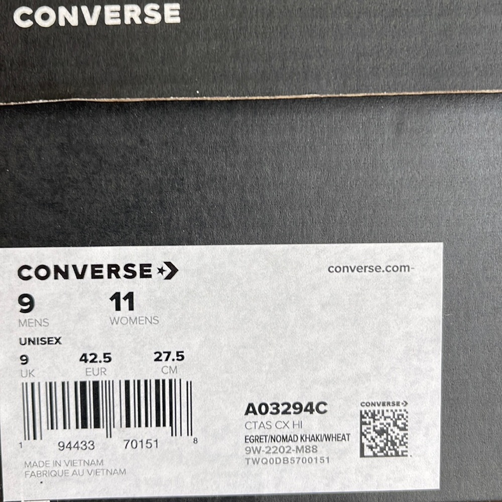 Converse A03294C
CTAS CX HI
EGRET/NOMAD KHAKI/WHEAT WMNS sneakers - Picture 13 of 16